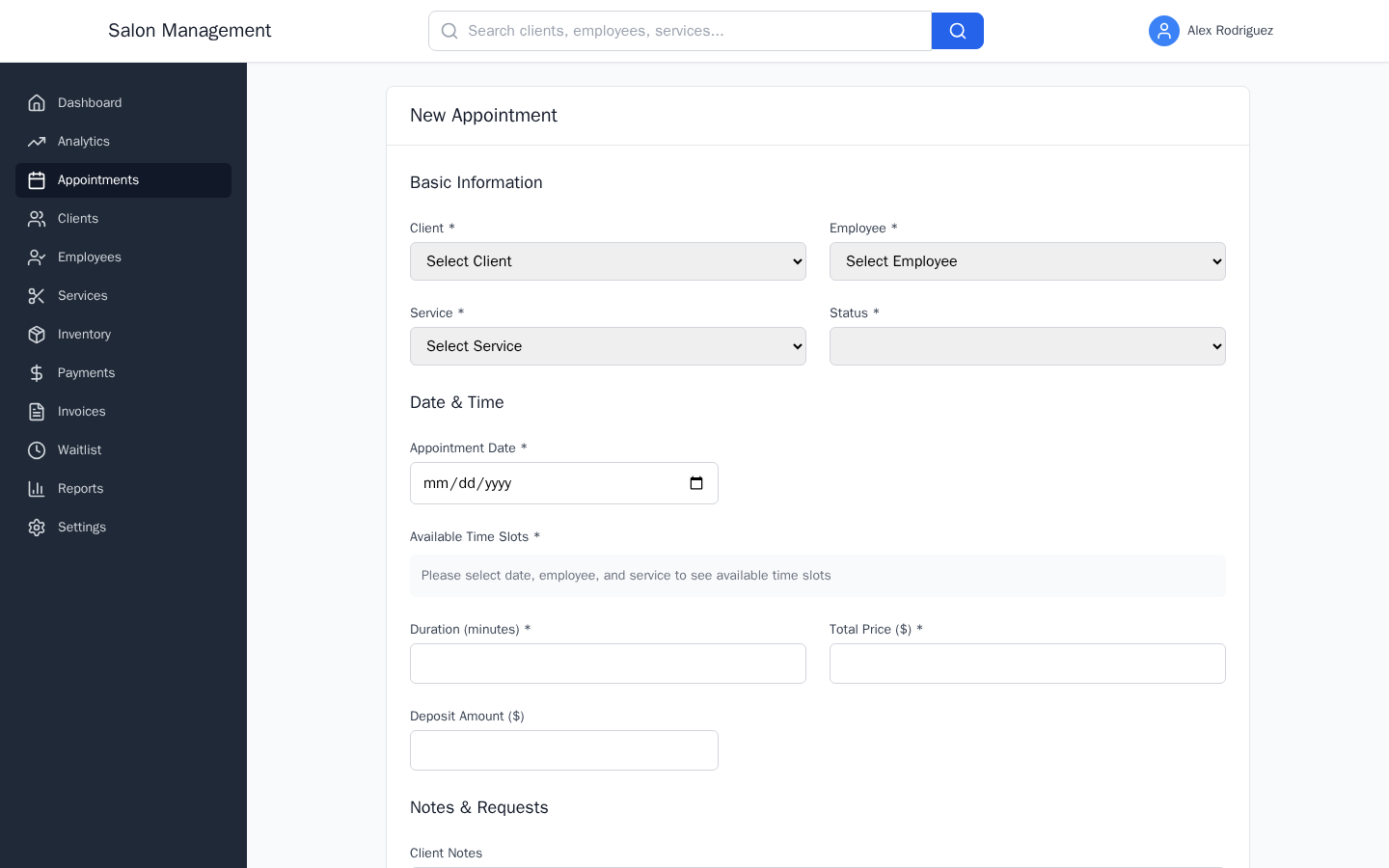 New appointment form
