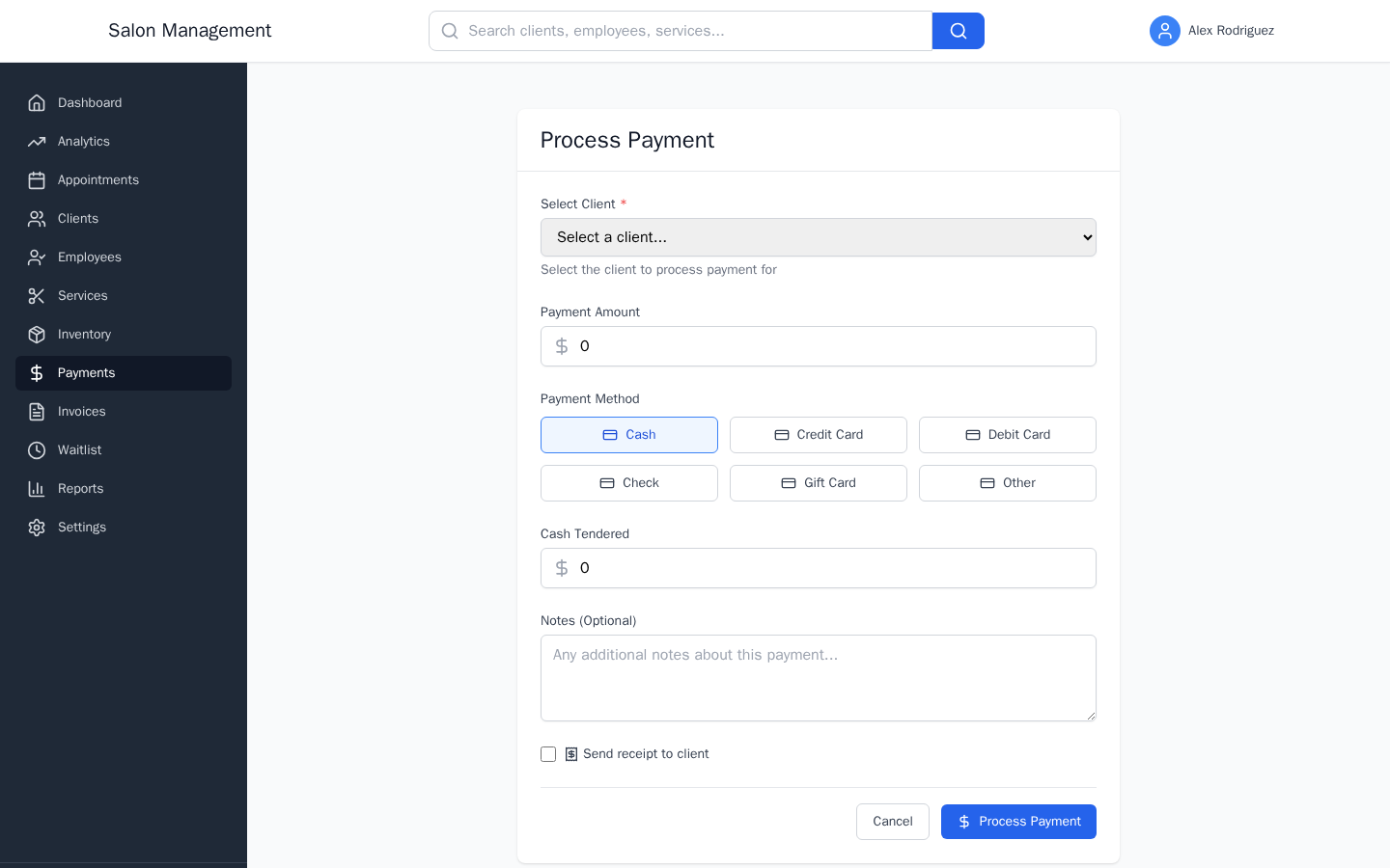 New payment form