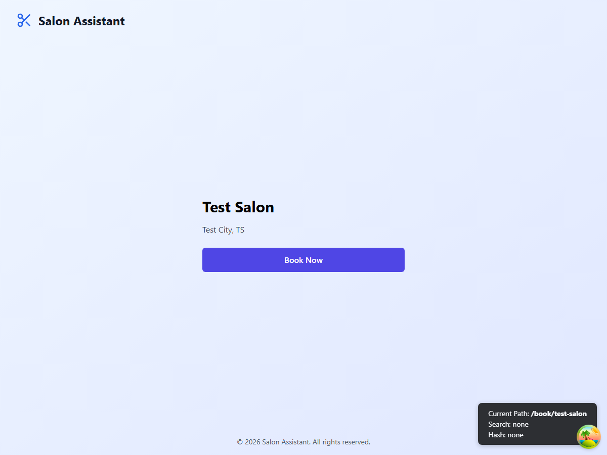 Booking widget panel open on a salon website