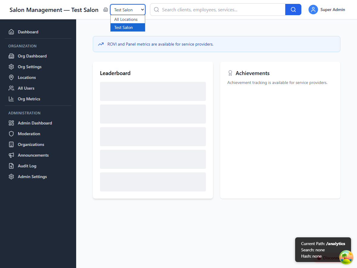 Timeframe selector with Week, Month, Quarter, and Year options